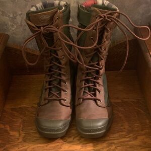 Palladium Brown and Olive Lace-Up Women's Boots